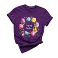 thumbnail image 2 of UPPADA Easter Femmes Oeufs Imprimé T-Shirts Heureux Easter Graphique Bunny Lapin Mignon T-Shirts Manches Courtes Décontracté Col Rond T-Shirts Été Basique Coupe Régulière Chemises Violet,TTG, 2 of 5