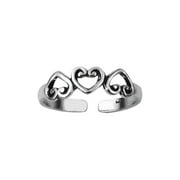 Three Hearts 925 Sterling Silver Toe Ring