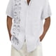 thumbnail image 3 of Camisa de manga corta para hombre, ligera, con estampado, suave, transpirable, agradable para la piel, resistente al color, camisa de manga corta para fiesta en casa, blanca, XL, 3 of 5