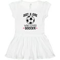thumbnail image 3 of Inktastic Just a Girl Who Loves Soccer Girls Toddler Dress, 3 of 5