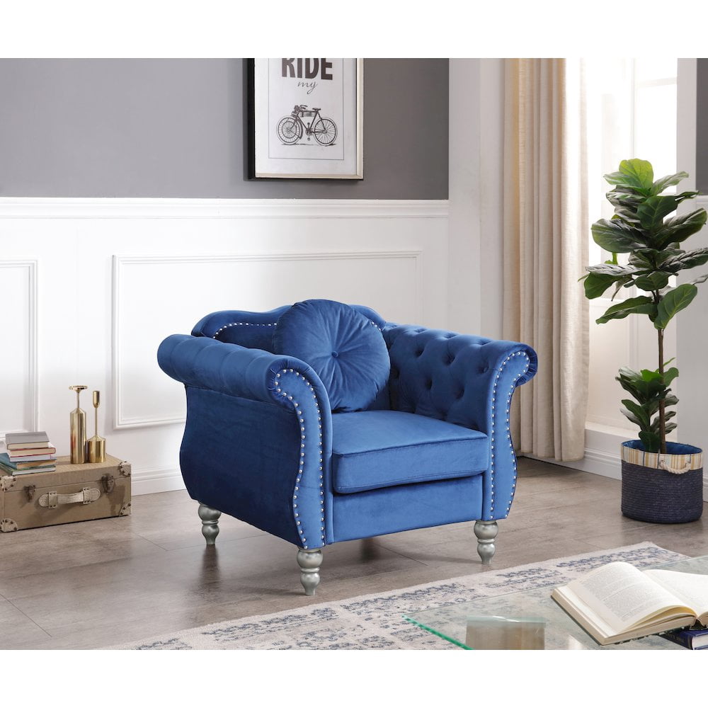 Glory Furniture Hollywood Accent Chair in Navy Blue Color