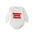 thumbnail image 1 of SUNSIOM Barboteuse Bébé Manches Longues Col Rond Lettre Cœur Broderie Body Saint-Valentin, 1 of 6