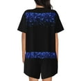 thumbnail image 3 of Lsque Black Blue Glitter Sparkles Women's Short-Sleeved Pajama Set - 2 Piece Soft and Lightweight Sleepwear Set-XX-Large, 3 of 9