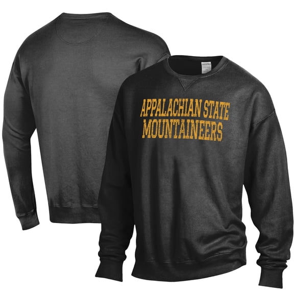 Men's ComfortWash Black Appalachian State Mountaineers Stack Garment Dyed Crewneck Pullover Sweatshirt
