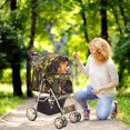 thumbnail image 6 of Pet Stroller (Camouflage) Dog Cat Small Animals Carrier Cage 4 Wheels Folding Flexible Easy to Carry for Jogger Jogging Walking Travel Up to 30 Pounds with Sun Shade Cup Holder Mesh Window, 6 of 10