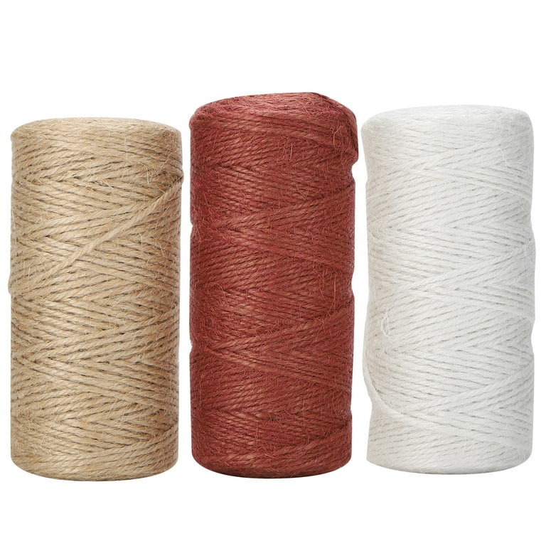 Elcoho 3 Rolls Christmas Twine Natural Jute String Cotton Twine for Gift Wrapping DIY Crafts Gardening,984 Feet Totally