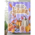 thumbnail image 2 of Fall Shower Curtain Pumpkin Shower Curtains for Bathroom Thanksgiving Decor, Waterproof Polyester Shower Curtain Set with Hooks, Extra Long 72" x 84" Leaves Rose Mushroom Purple, 2 of 6