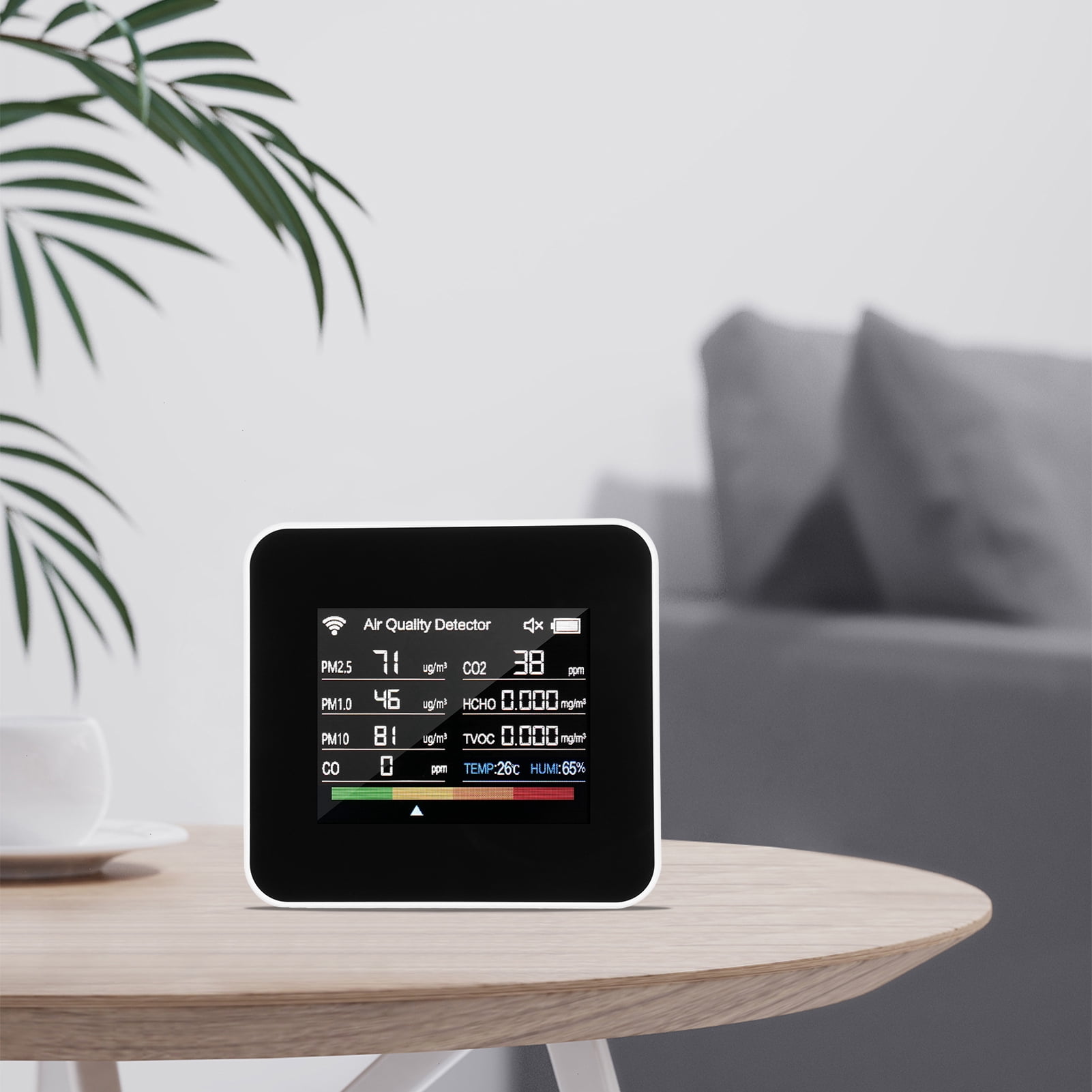 Air quality detector,Pm1.0 Pm10 And Pm2.5 Pm1.0 Quality - Pm10 2.8inch Tft Co Tvoc Air Quality Display Support App Tvoc Temperature Wifi App With Time 14-in-1 Indoor Tft In 1