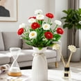 thumbnail image 3 of Cemetery Flowers for Grave Artificial Memorial Flowers for Gravesite 17.7" Red White Silk Peonies Fake Hydrangea Flowers Bouquet Faux Floral Arrangements for Outdoor Decor Kitchen Table Wedding, 3 of 7