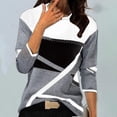 thumbnail image 2 of ICHUANYI Women's Casual Geometry Print T-shirt Long Sleeve Blouse Round Neck Casual Tops, 2 of 3