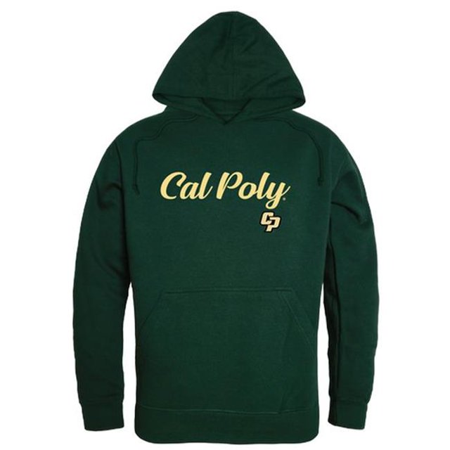 W Republic 558-167-FOR-01 Men Cal Poly Mustangs Script Hoodie, Forest Green - Small