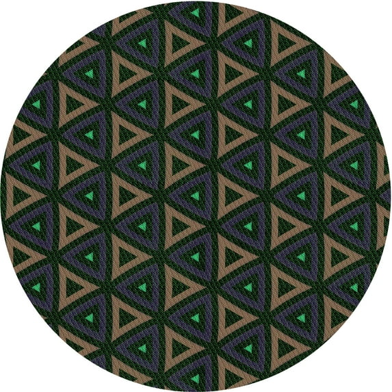 Ahgly Company Indoor Round Patterned Midnight Gray Area Rugs, 8' Round