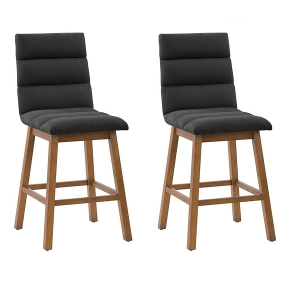 CorLiving Boston Channel Tufted Fabric Barstool, Set of 2