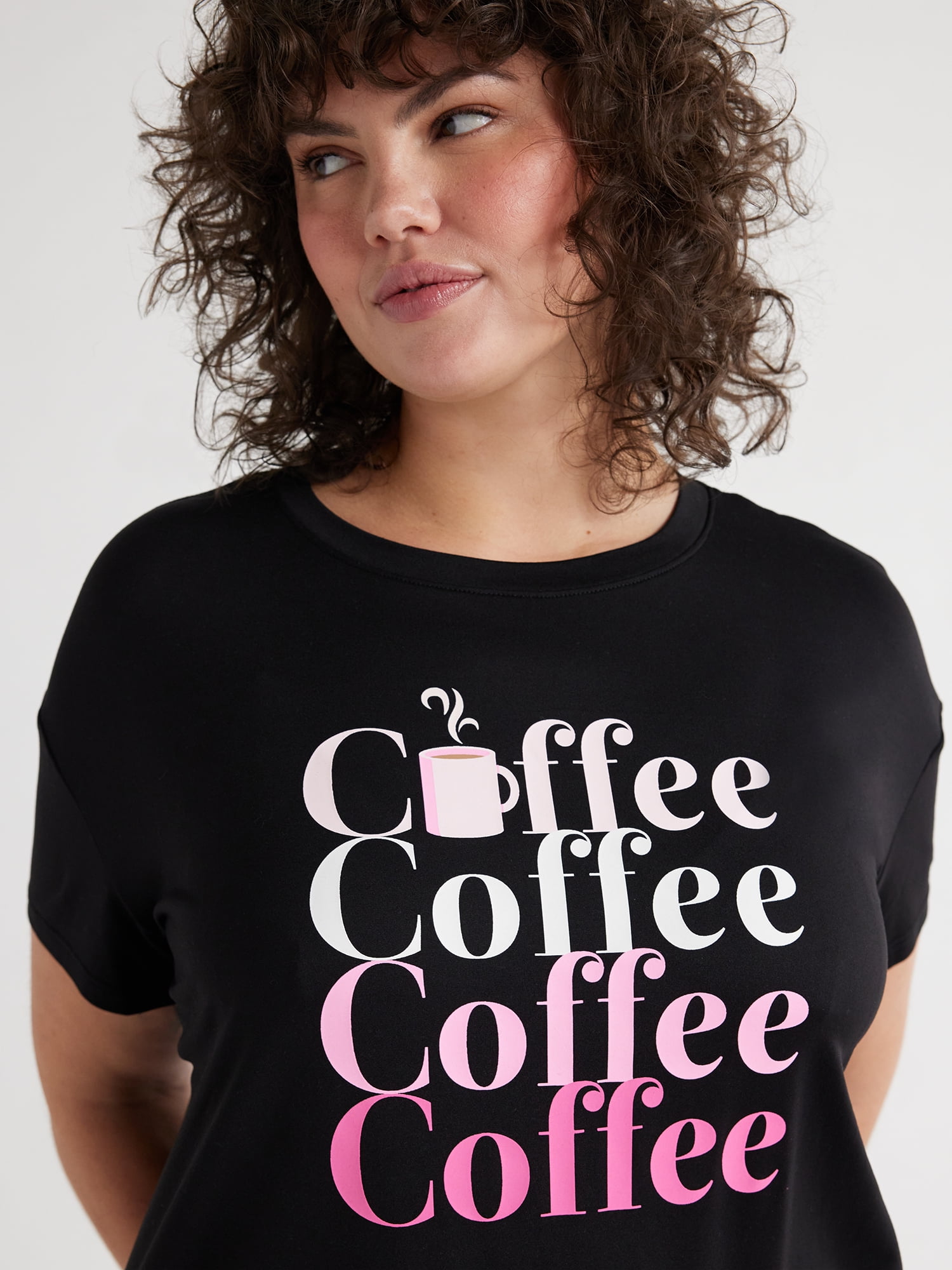 Joyspun Women’s Short Sleeve Sleep Shirt, Sizes S/M to 2X/3X