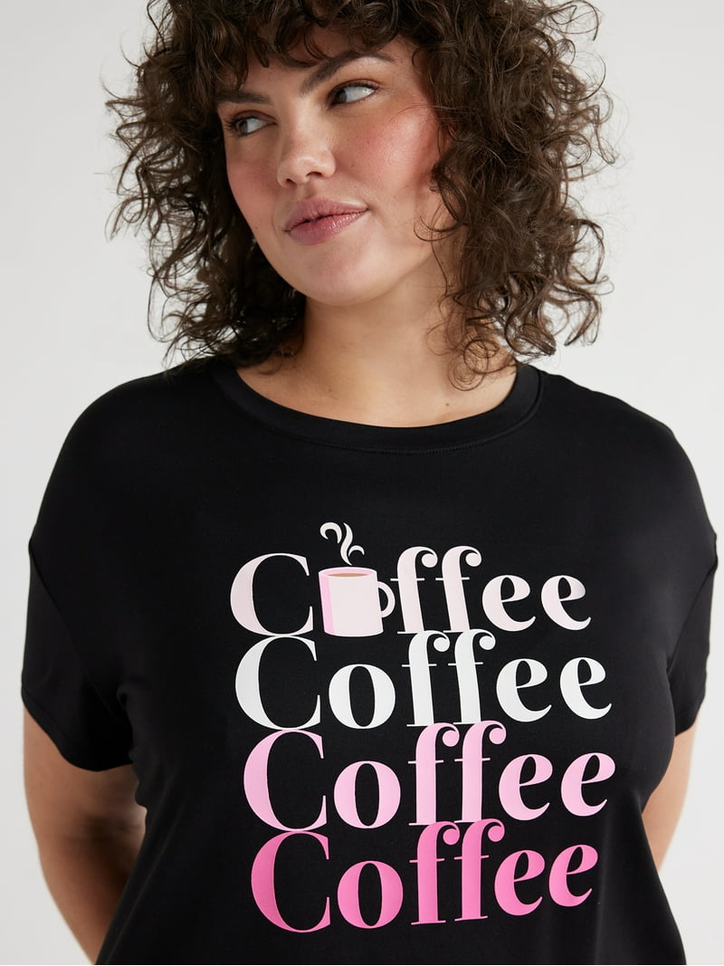 Joyspun Women's Short Sleeve Sleep Shirt, Sizes S/M to 2X/3X