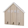 thumbnail image 2 of Wall Mounted Key Hook Rack Organizer | Decorative House Shaped Wood Storage for Entryway or Front Door, 3 Metal Hooks, Light Wood or Gray, 8.5"x8.8", Modern Rustic Accent, 2 of 6