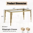 thumbnail image 2 of 52.7" Rectangular Clear Tempered Glass Dining Table for 4 People, Modern Kitchen Table with Irregular Stainless Steel Legs, Dining Table for Small Space, Apartment Studio, Home Office, 2 of 7