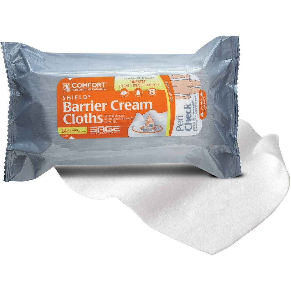Comfort Shield Barrier Cream Cloths Personal Cleaning Wipes, 24 sheets