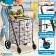 thumbnail image 2 of AOSION Folding Shopping Carts for Groceries,27GAL/220lb,Grocery Cart with 360° Rolling Swivel Wheels, Collapsible Rolling cart,Portable Utility Cart with Shopping Liner for Laundry Luggage Office, 2 of 6