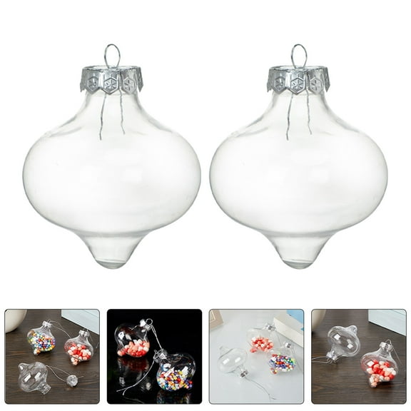 Stri 10Pcs Clear Plastic Fillable Light Bulb Shaped Decorative Balls for DIY Christmas Tree Hanging Ornaments Holiday Home Decor