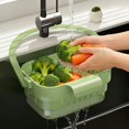 thumbnail image 4 of Cesta colgante retráctil para lavar verduras, frutas y arroz. Colador de drenaje para fregadero de cocina con agujeros finos para un secado rápido. Filtro de malla de plástico para almacenamiento en, 4 of 6