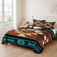 thumbnail image 2 of Twin Quilt Set 68''x86'', Turquoise Red Lightweight Summer Bedspread Coverlet Set with 2 Pillow Shams, Southwest American Native Abstract Pattern Breathable All Season Quilt Bedding for Dorm/Bedroom, 2 of 9
