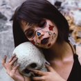 thumbnail image 4 of ColorPaquete de 8 pegatinas de tatuaje temporal de cara de calavera de azúcar del Día de los muertos, pegatinas de tatuaje de maquillaje de Halloween para fiesta de disfraces de Ha, 4 of 5