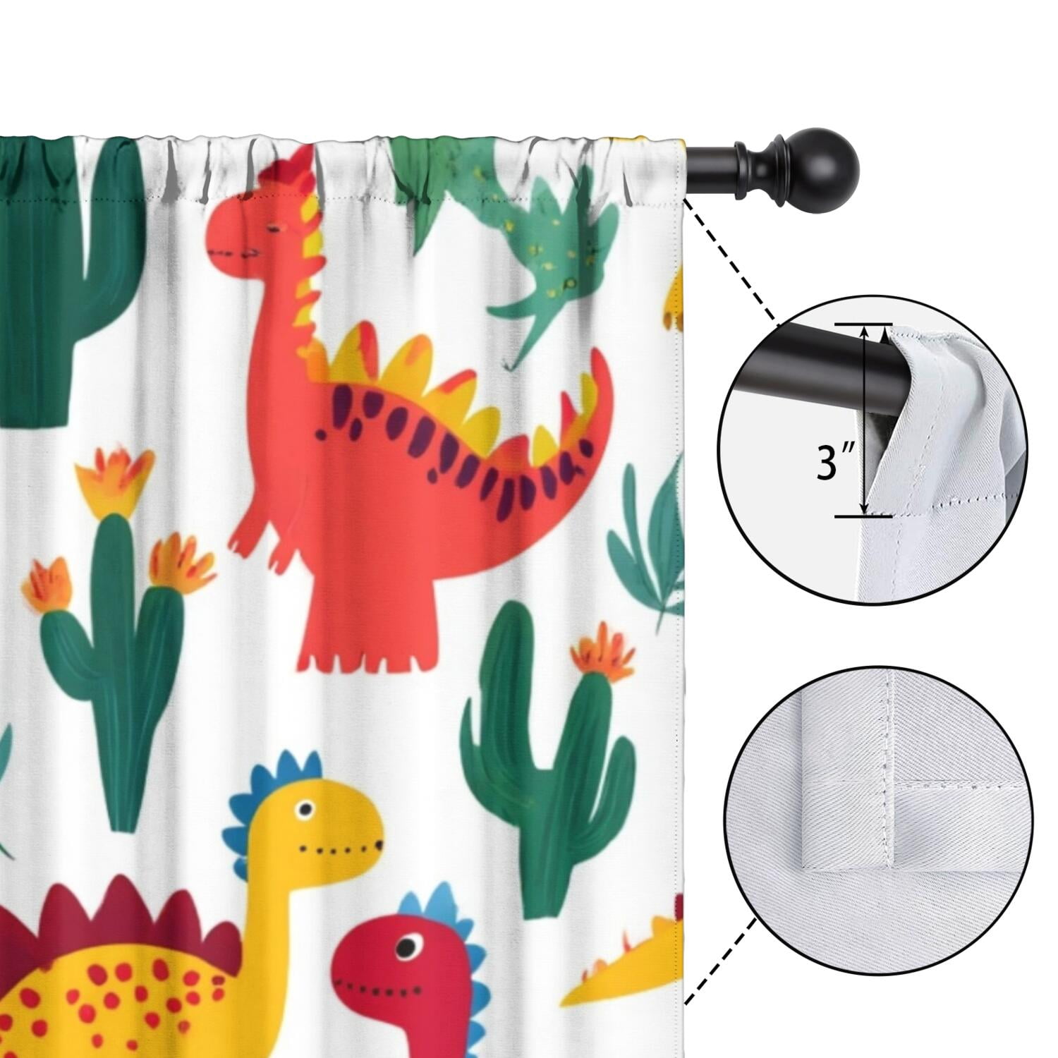 Blackout Kids Curtains,Cute Dinosaur Pattern Childrens Insulated Curtains Set Of 2,Bedroom Essentials,Toddler Room Decor 42x84in(106x213cm)