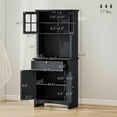 thumbnail image 6 of YYAo Sideboard Buffet Cabinet, Coffee Bar Cabinet,Elegant Buffet with Hutch, Kitchen Pantry Storage Cabinet with Framed Glass Door Drawer and Microwave Space, Black, 6 of 11
