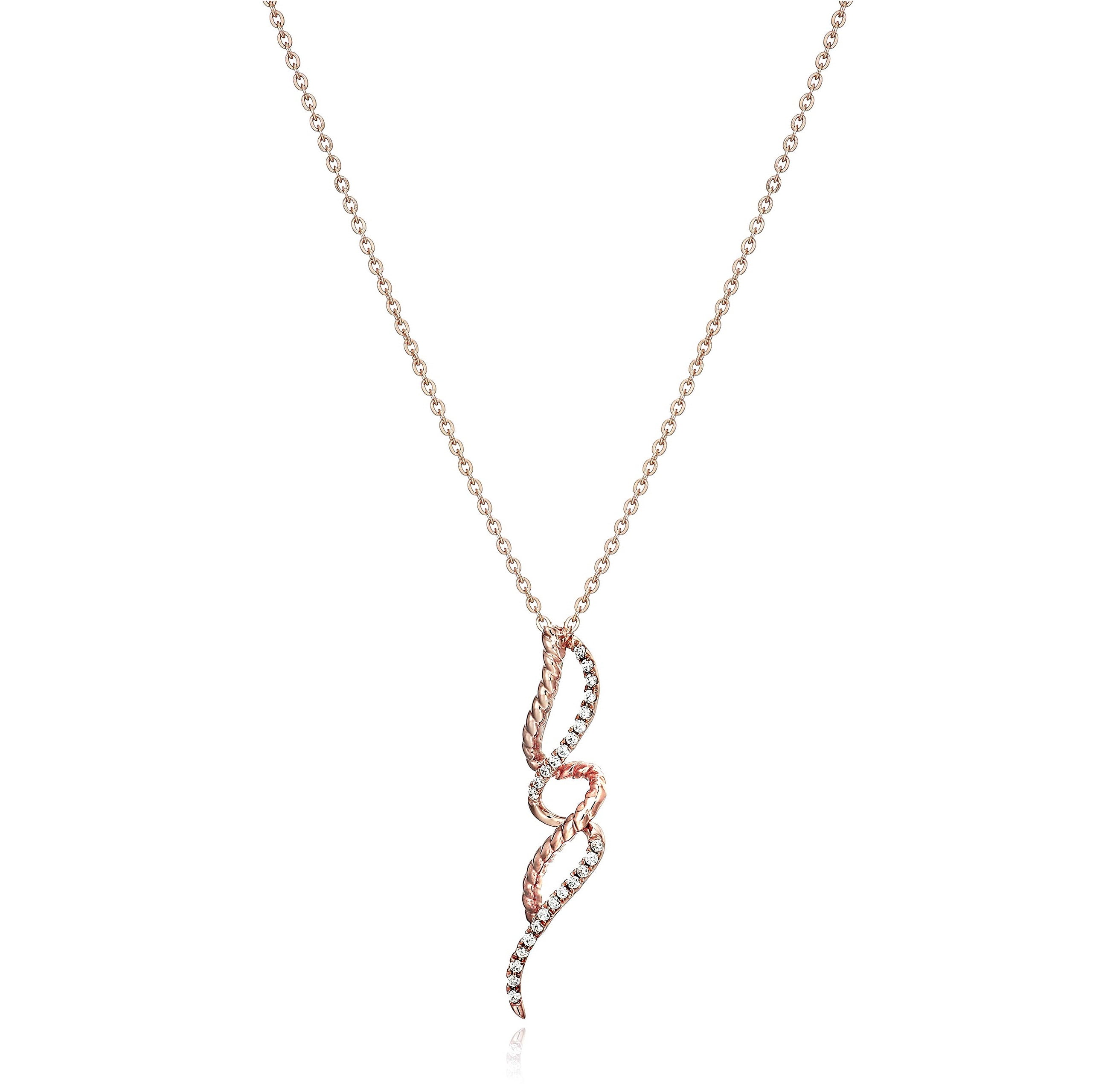 Vir Jewels 1/10 cttw Diamond Pendant, Diamond Swirl Pendant Necklace for Women in 14K Rose Gold with 18 Inch Chain, Prong Setting For Female Adult
