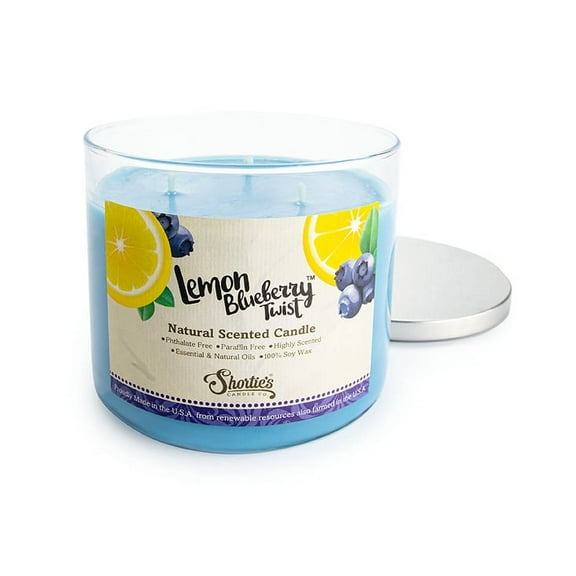 Lemon Blueberry Twist Scented 3 Wick Candle - All Natural - Made with 100% Responsibly Sourced Soy and Essential Fragrance Oils - Phthalate & Paraffin Free, Vegan, Non-Toxic