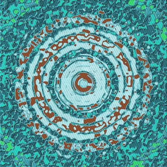 Ahgly Company Indoor Square Patterned Greenish Blue Green Area Rugs, 5' Square