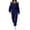 Navy, variant on Ndbuld Womens Two Piece Outfits Short Sleeve Color Block Tops Long Pants with Drawstring Tracksuit Jogger Sets Green M