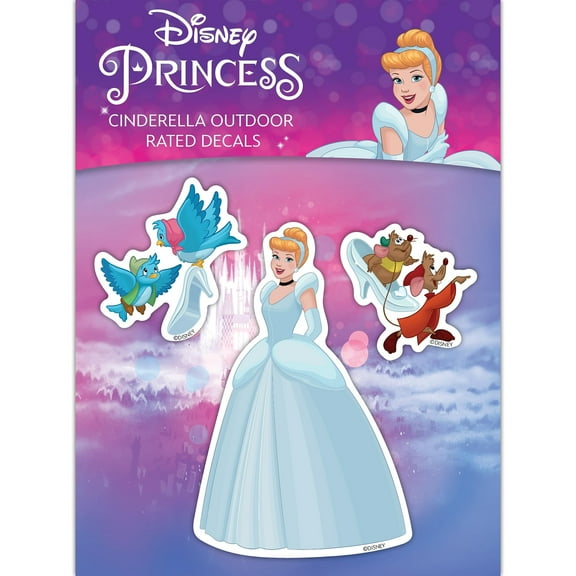 Disney Princess Cinderella Decals - Set of 3 Vinyl Stickers for Car Water Bottle Laptop Skateboard Bike Helmet Cinderella, Mice, Birds