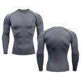 thumbnail image 3 of Camiseta de compresión para hombre, ropa deportiva de verano, camiseta para correr, camisetas deportivas elásticas de secado rápido, camisetas de entrenamiento atléticas para gimnasio para hombre, 3 of 4