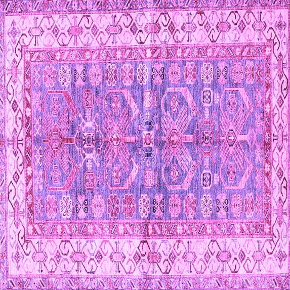 Ahgly Company Indoor Square Oriental Purple Traditional Area Rugs, 8' Square