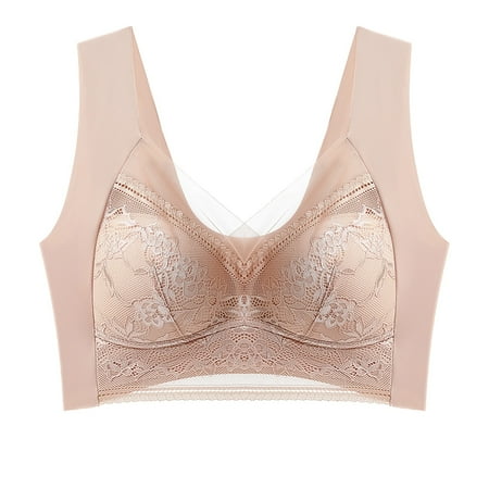 Audhol Lace Bralette Push Up Bra Pink 5XL