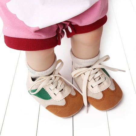 

allshope Baby Girls Boys Canvas Shoes Non-slip Contrast Color Tie-up Indoor Outdoor Toddler Shoes