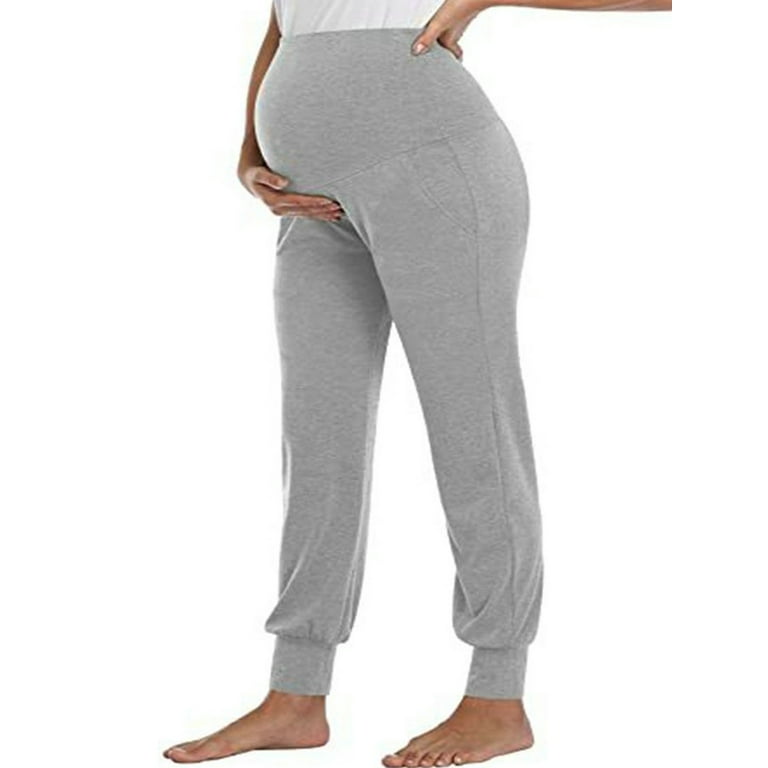 LilyLLL Maternity Wide Straight Lounge Pants Pregnancy Trousers with Full  Panel