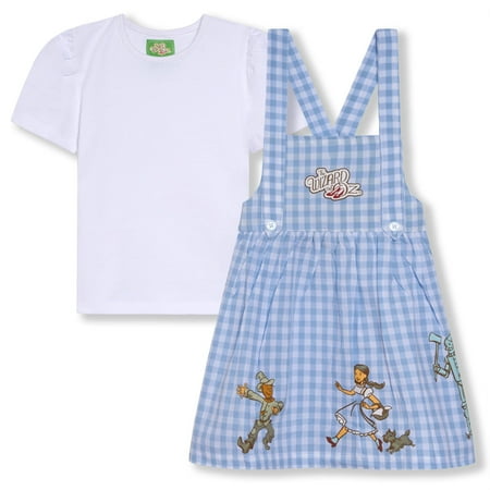 

Wizard of Oz Cowardly Lion Dorothy Scarecrow Square Neck Matching Family Dress and T-Shirt Outfit Set Gingham Toddler to Little Kid
