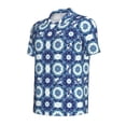 thumbnail image 2 of Balery Vintage Blue Printed Men’s Short Sleeve Polo Shirt, Midweight Men's Shirt,Golf Polo shirts -Small, 2 of 9