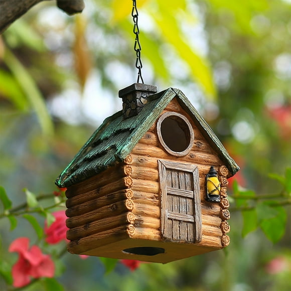 Outdoor Bird House, Parrot Feeder, Insulated Nesting Box, Weatherproof Resin, Durable Ornament, for Backyard, Bird Attraction, Year-Round Habitat, Natural Design, Large Capacity, squirrel SOPABCP