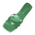 thumbnail image 2 of Women's Flat Sandals Summer Comfortable Square Open Toe Slip On Leather Slide Sandals Green 7, 2 of 7