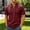 Wine, variant on Josdec Men's Lace-Up V-Neck Short Sleeve T-Shirt Casual Stand Collar Fashion Tops for Summer Outing Daily Wear, Sizes S-XXL