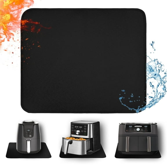 Ustris Heat Resistant Mat for Air Fryer, 18" x 15" Heat Resistant Mat, Fireproof Silicone Countertop Protector Pod with Sliding Function for Most Air Fryer, Coffee Maker, Toaster, Oven (Black)