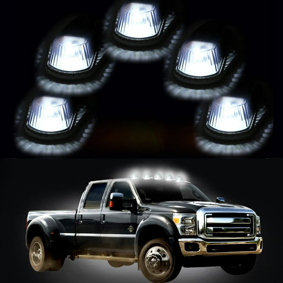 Scitoo 5pcs Smoke Cab Marker Light Assembly w/ Base Housing  5Pcs Xenon White T10 5730 SMD LED Bulb fit 1980 - 1997 Ford Super Duty Pickup