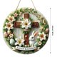 thumbnail image 5 of Colgante de Pascua, corona de huevos, conejo, decoración festiva, colgante para la puerta, placa redonda de madera para la puerta, 5 of 6