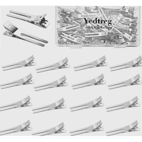 Yedterg 40pcs Pin Curl Clips for Hair, Double Prong Hair Clips for Styling-1.8inch Metal Hair Clips Silver Hairdressing Clips Hairpins for Salon, Hair Extensions, DIY