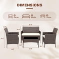 thumbnail image 3 of 4-Piece Patio Furniture Set, Wicker Rattan Outdoor Conversation Set with Loveseat, 2 Chairs & Glass Coffee Table, Cushioned Seating for Backyard, Balcony, Porch, 3 of 8