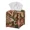 Brown Boho Paisley Floral, variant on POLERO Stylish Tissue Box Cover Square - PU Leather Holder Waterproof Tissue Boxes - Thanksgiving Decorative Cube Cover for Bathroom and Home, White Marble